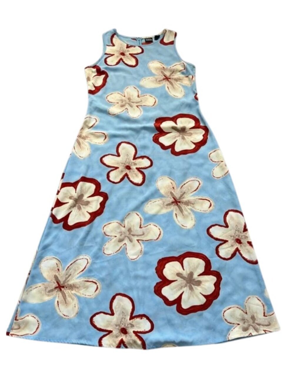 Boutique Europa by Newport News Light Blue Floral A-Line Sleeveless Dress - M/L